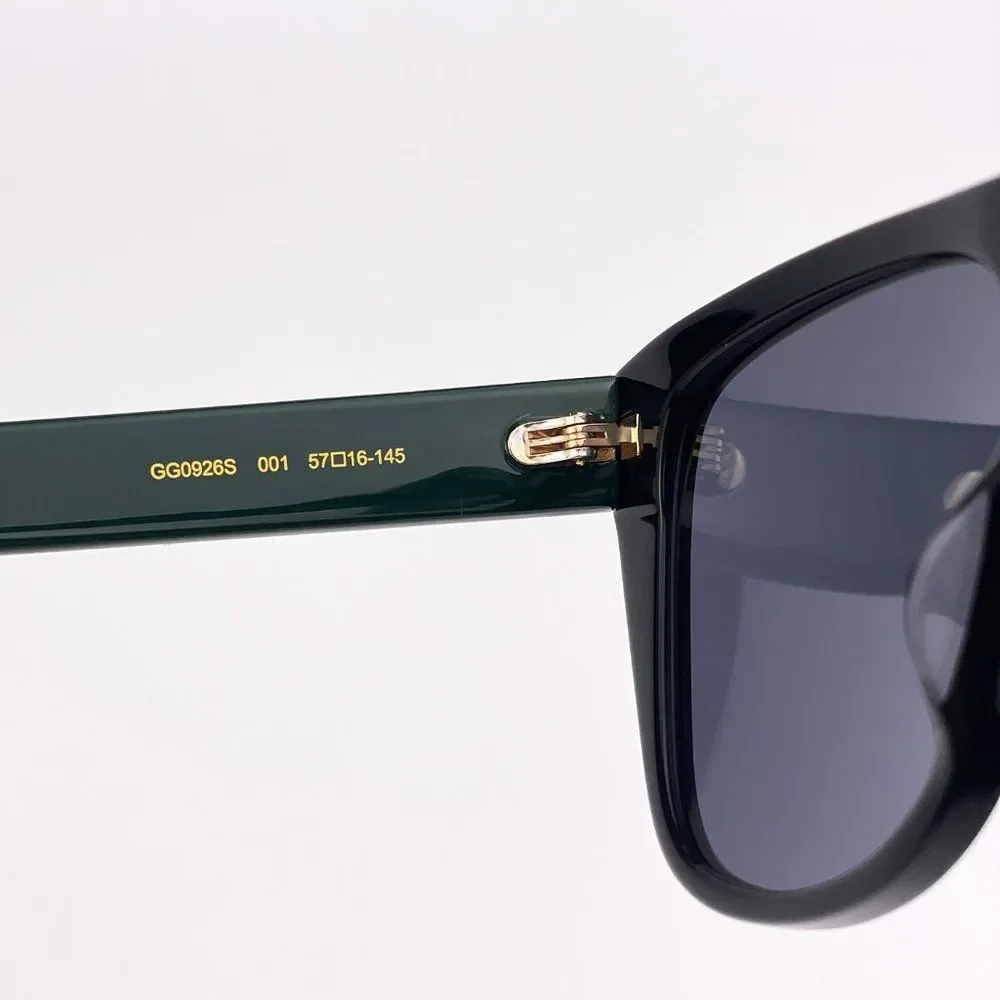 GUCCI GG0926S 001 Sunglasses Black Green Gray Square Unisex